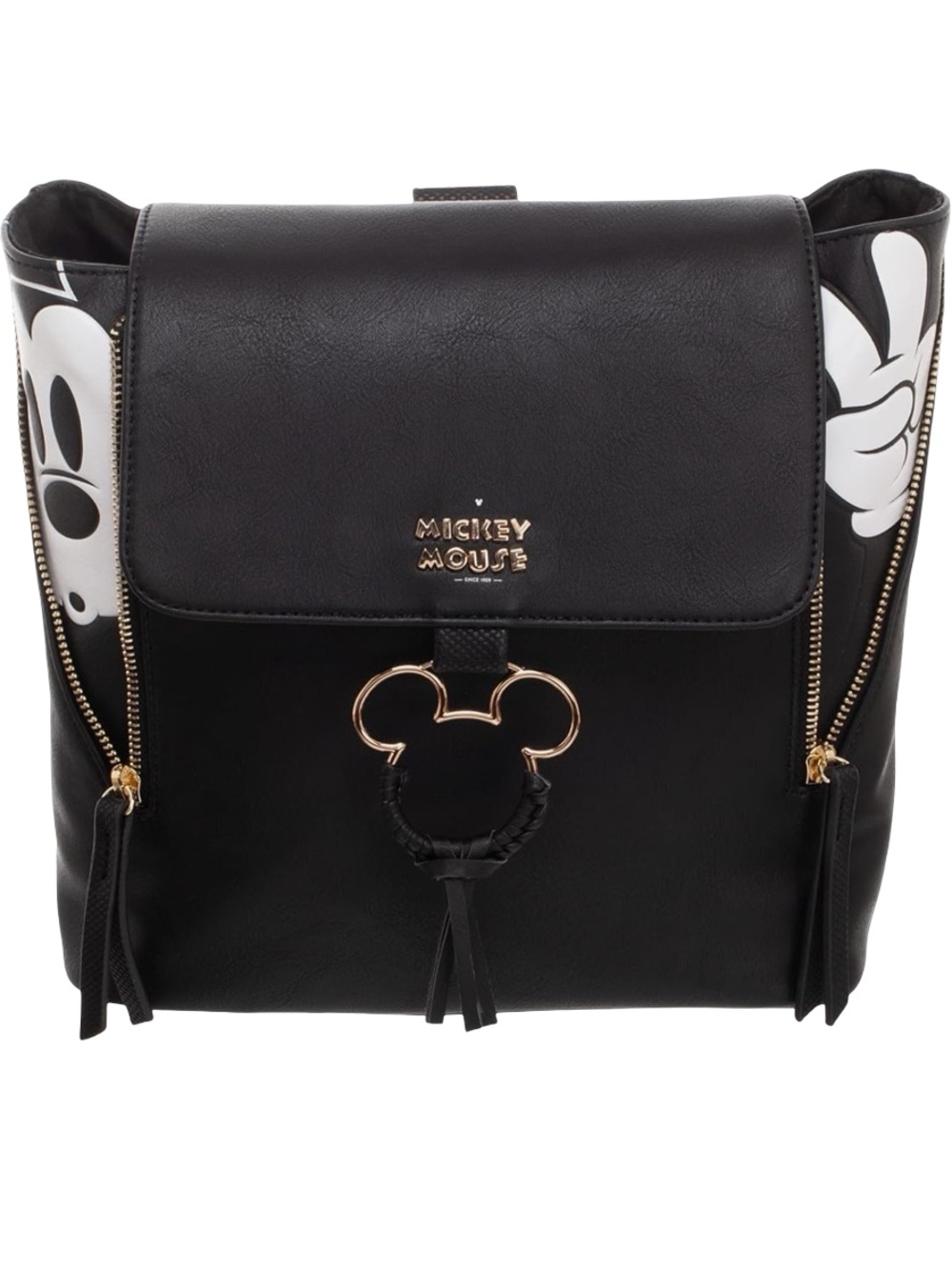 Disney Bioworld Mickey Mouse Black Faux Leather Backpack